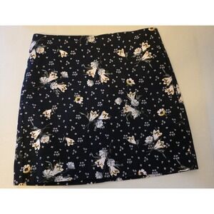 Ann Taylor Loft Outlet Navy Blue Tweed Mini Skirt Sz 12 Floral Lined Stretch